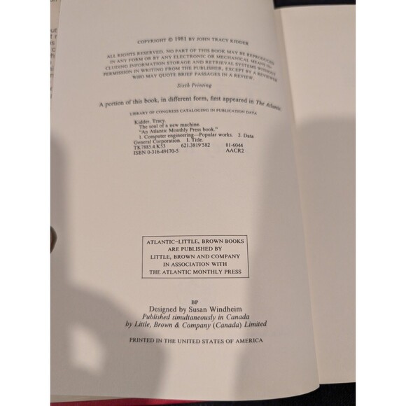 Tracy Kidder SIGNED The Soul of a New Machine 1981 HC DJ 6th Printing Near Mint - Picture 4 of 9